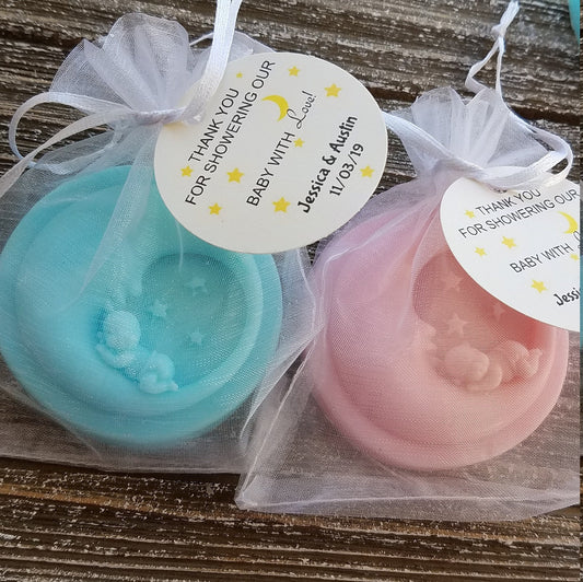 10 over the moon Lullaby moon and sleeping baby soap favors